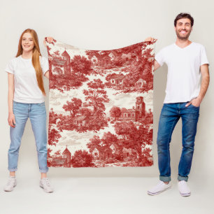 Antikes rotes Toile-Landschaftsnaturmuster Fleecedecke