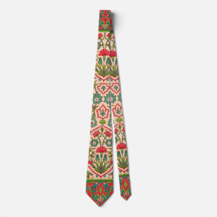 Antikes rotes und grünes arabisches Blumenmuster Krawatte