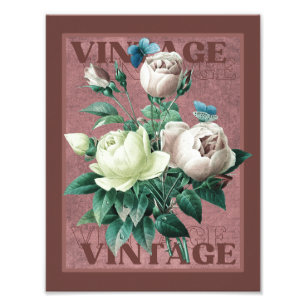 Antikes Rotes Vintages Zimmer Rose Kunstdruckerei Fotodruck