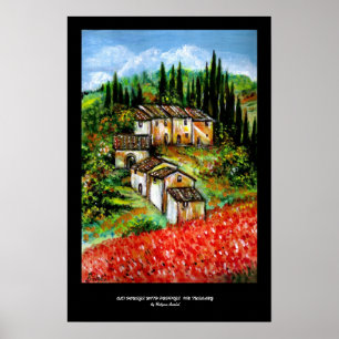 ANTIKES RUSTIKALES DORF IN DER TUSKANA POSTER