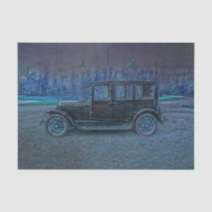 Antikes rustikales Vintage-Abend-Blau-Schwarz-Auto Seidenpapier