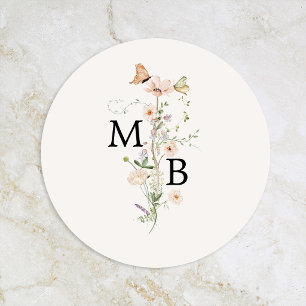 Antikes Rustikales Wildblumen-Monogramm-Umschlag-S Runder Aufkleber