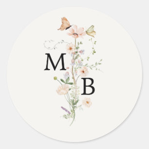 Antikes Rustikales Wildblumen-Monogramm-Umschlag-S Runder Aufkleber