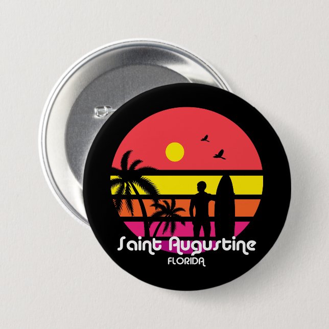 Antikes Saint Augustine Florida Button (Vorne & Hinten)