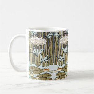 Antikes Salbeigrün Libelle & Lilie Kunst Kaffeetasse