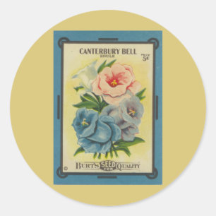 Antikes Sämereienpäckchen: Canterbury Glockenblume Runder Aufkleber