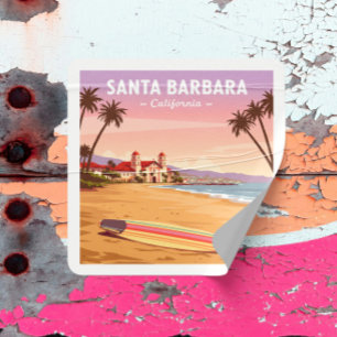 Antikes Santa Barbara Kalifornien Quadratischer Aufkleber
