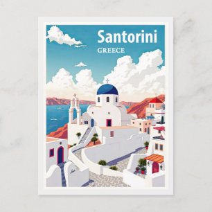 Antikes Santorin Griechenland Blaue Kirche Reise Postkarte