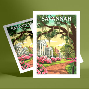 Antikes Savannah Georgia Postkarte