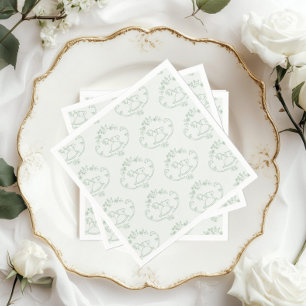 Antikes Schaukelpferd Toile Sage grün Baby Shower Serviette
