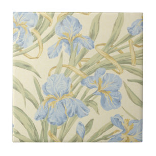 Antikes schönes lila blaues Schwertlilien-Blumenmu Fliese
