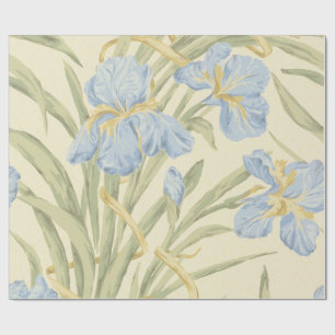 Antikes schönes lila blaues Schwertlilien-Blumenmu Geschenkpapier