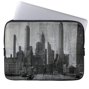 Antikes Schwarz-Weiß New York City Laptopschutzhülle