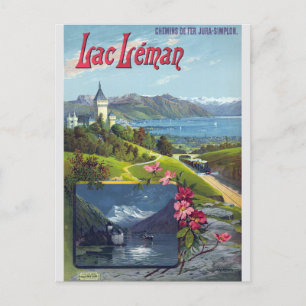 Antikes Schweiz Frankreich Genfersee Leman Postkarte