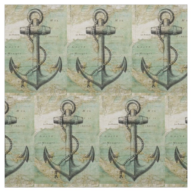 Antikes Seekarten-u. Anker-Gewebe durch das Yard Stoff (Muster)