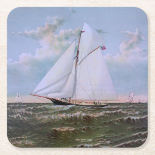 Antikes Segelschiff Schaluppe Yacht Segelboot Ozea Rechteckiger Pappuntersetzer