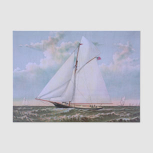Antikes Segelschiff Schaluppe Yacht Segelboot Ozea Seidenpapier
