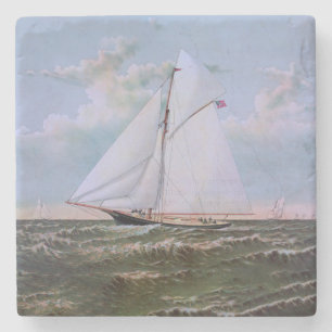 Antikes Segelschiff Schaluppe Yacht Segelboot Ozea Steinuntersetzer