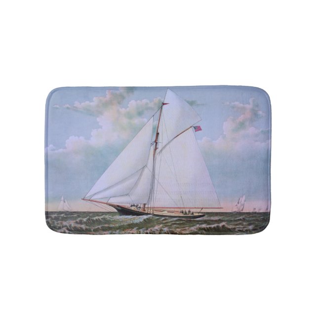Antikes Segelschiff Sloop Yacht Sailboat Ozean Badematte (Vorderseite)