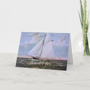 Antikes Segelschiff Sloop Yacht Sailboat Ozean Dankeskarte