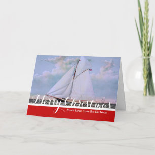 Antikes Segelschiff Sloop Yacht Sailboat Ozean Feiertagskarte