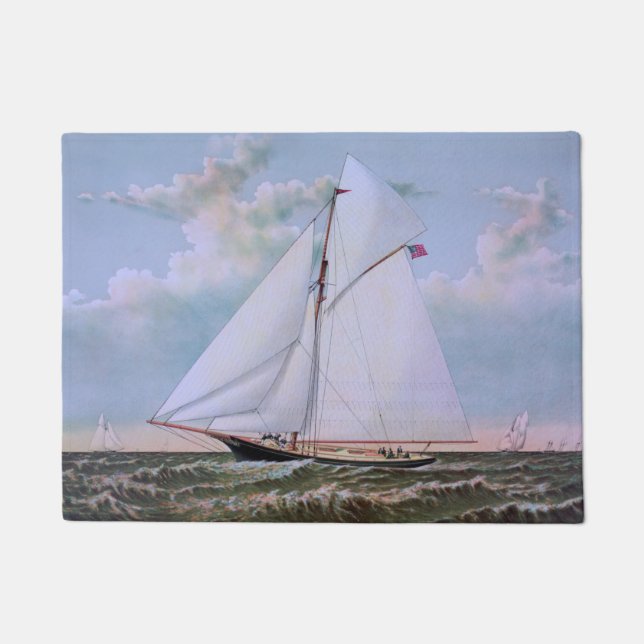 Antikes Segelschiff Sloop Yacht Sailboat Ozean Fußmatte (Vorderseite)