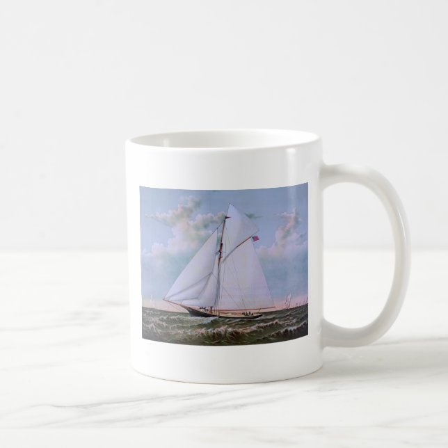 Antikes Segelschiff Sloop Yacht Sailboat Ozean Kaffeetasse (Rechts)