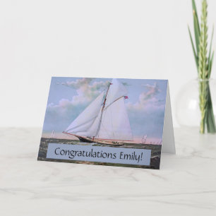 Antikes Segelschiff Sloop Yacht Sailboat Ozean Karte