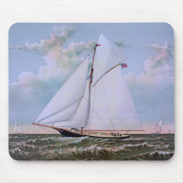 Antikes Segelschiff Sloop Yacht Sailboat Ozean Mousepad (Vorne)