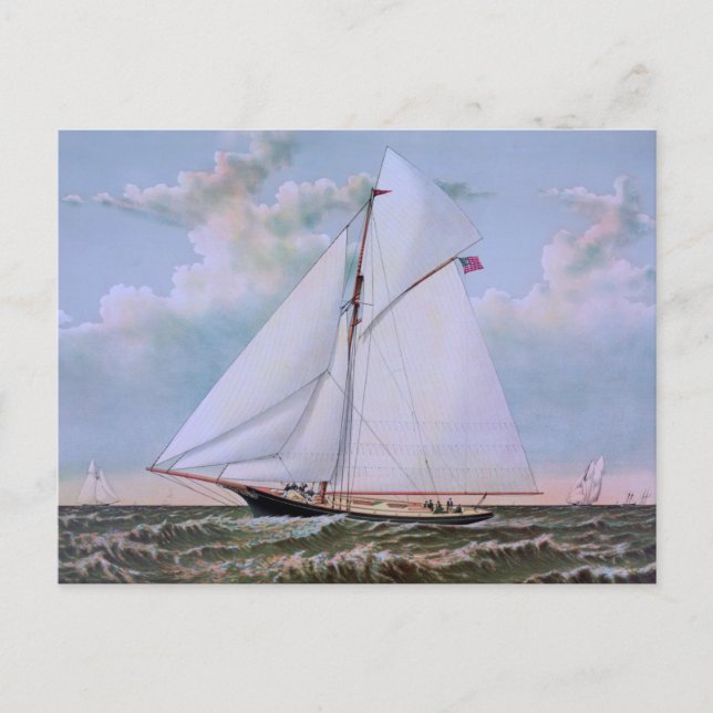 Antikes Segelschiff Sloop Yacht Sailboat Ozean Postkarte (Vorderseite)