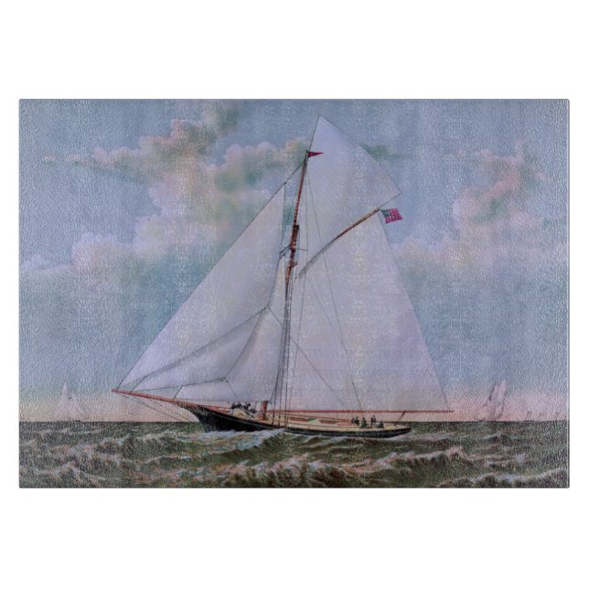 Antikes Segelschiff Sloop Yacht Sailboat Ozean Schneidebrett (Vorderseite)