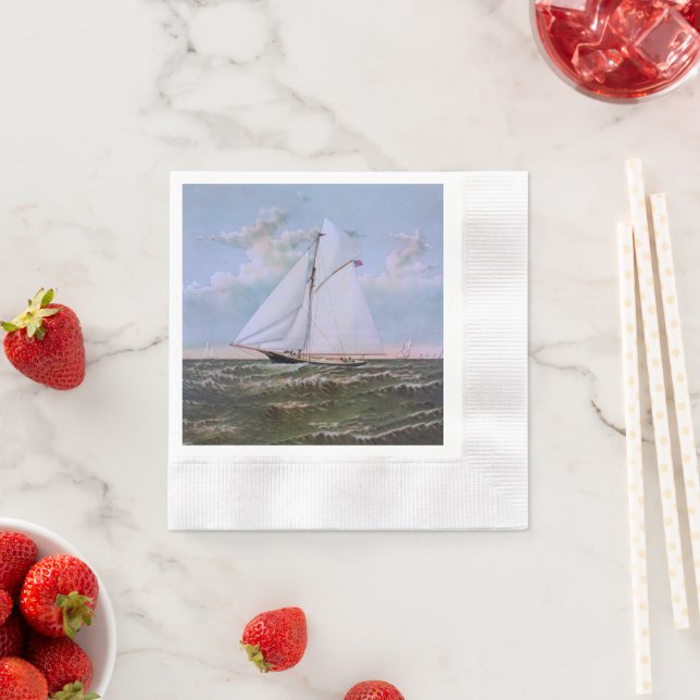 Antikes Segelschiff Sloop Yacht Sailboat Ozean Serviette (Beispiel)