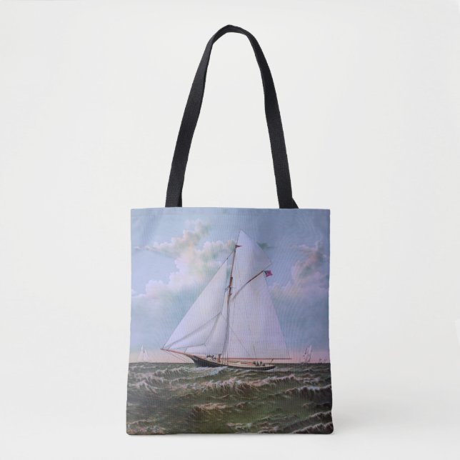 Antikes Segelschiff Sloop Yacht Sailboat Ozean Tasche (Vorderseite)