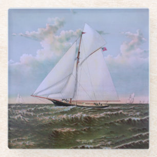 Antikes Segelschiff Sloop Yacht Segelboot Ozean Glasuntersetzer