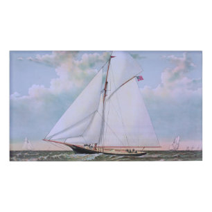 Antikes Segelschiff Sloop Yacht Segelboot Ozean Namenschild