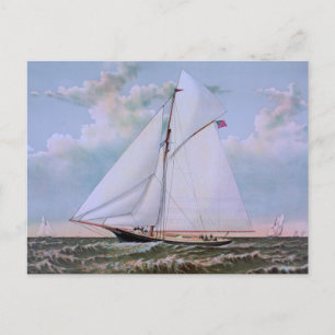 Antikes Segelschiff Sloop Yacht Segelboot Ozean Postkarte