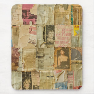 Antikes Sepia-Porträt Zeitung Scrapbook Mousepad
