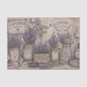 Antikes Shabby Chic Lavendel-Markt-Alter Brief Seidenpapier