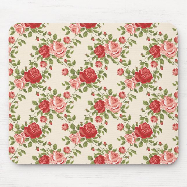 Antikes Shabby Chic Rosenmuster Mousepad (Vorne)