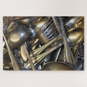 antikes Silberbesteck-Puzzle