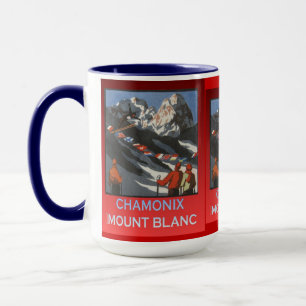 Antikes Skiposter, Frankreich, Chamonix, Mt Blanc Tasse