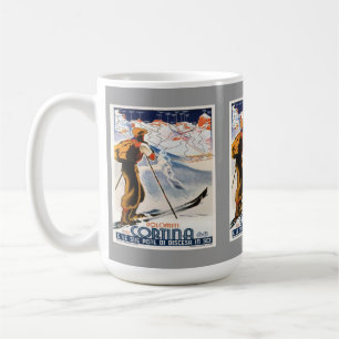 Antikes Skiposter, Italien, Dolomiten Cortina Kaffeetasse