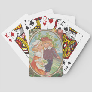Antikes skurriles Valentinsgeschenk, viktorianisch Spielkarten