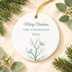 Antikes Smaragdgrünes Weihnachts-Toile-Baum-Vögel Keramik Ornament