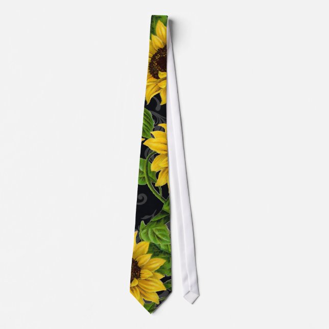 Antikes Sonnenblumenmuster Krawatte (Vorderseite)