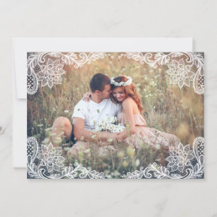 ANTIKES SPITZEN-FOTO SAVE-THE-DATE-ANKÜNDIGUNG EINLADUNG