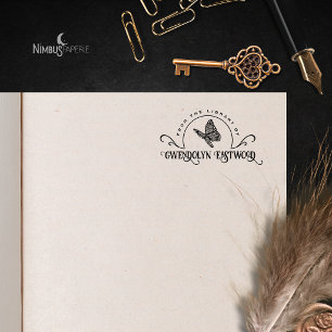 Antikes Spitzen-Schmetterling-Exlibris Permastempel