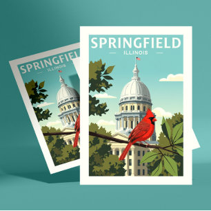 Antikes Springfield Illinois Postkarte
