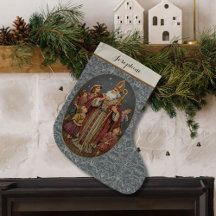 Antikes St. Nicholas mit Kindern Nadelarbeit