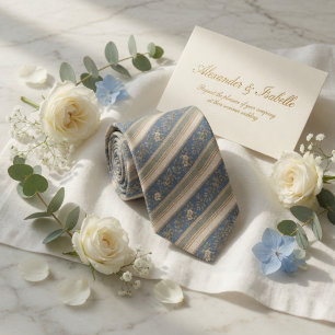 Antikes staubiges Blau und Salbei-Blumenstreifen Krawatte